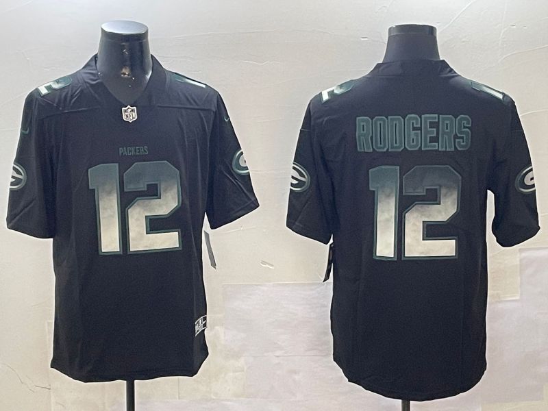 Men Green Bay Packers #12 Rodgers Black 2024 Nike Limited NFL Jersey style 0108